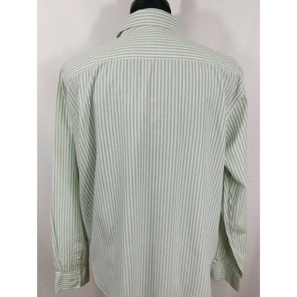 Levis Authentic Original Long Sleeve Casual Cotton Green Striped Shirt Mens XL - Picture 7 of 12